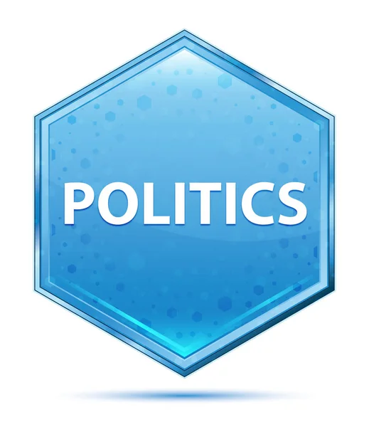Politique cristal bleu hexagone bouton — Photo