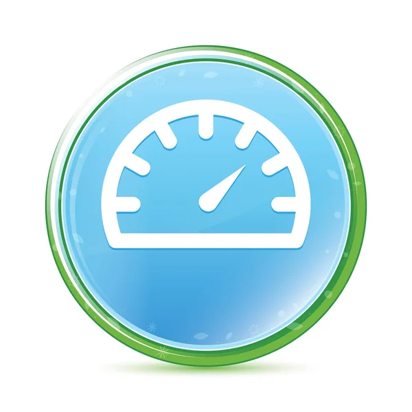 Speedometer gauge icon natural aqua cyan blue round button — Stock Photo, Image