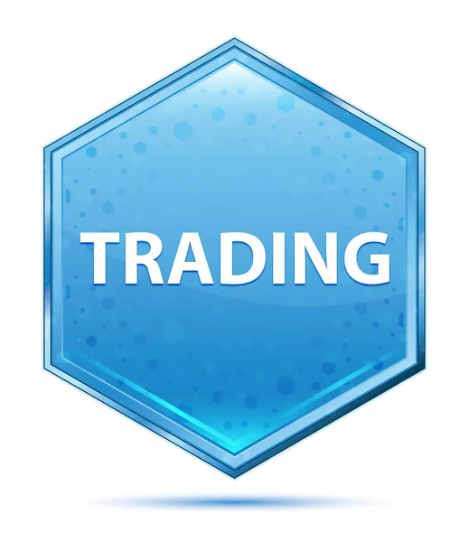 Trading Crystal blauwe zeshoek knop — Stockfoto