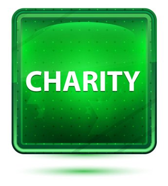 Charity Neon Işık Yeşil Kare Düğmesi