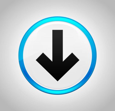 Aşağı ok simgesi yuvarlak mavi basma düğmesi