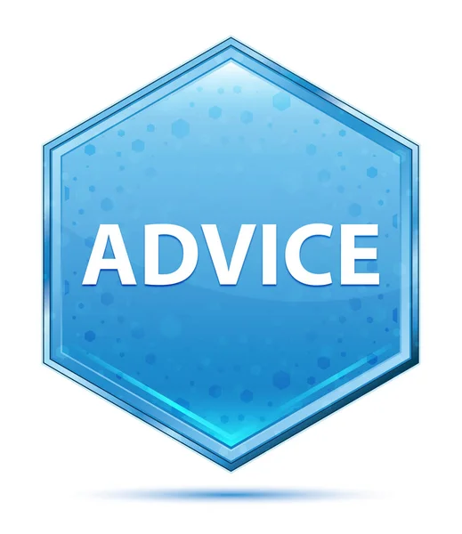 Advice cristal botão hexágono azul — Fotografia de Stock