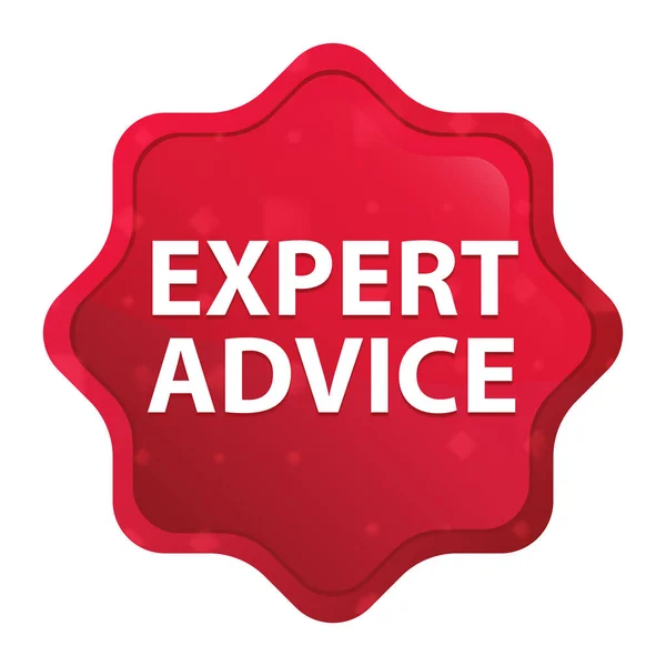 Expert Advice misty rose red starburst sticker button — Stock Photo, Image