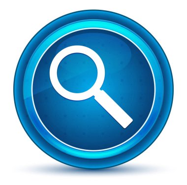 Büyüteç simgesi göz küresi mavi yuvarlak düğme