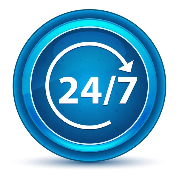 24/7 rotate arrow icon eyeball blue round button — Stock Photo, Image