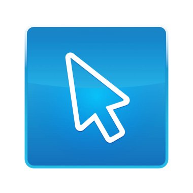 İmleç kutsal kişilerin resmi parlak mavi kare düğme