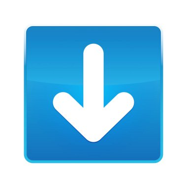 Aşağı ok simgesi parlak mavi kare düğmesi