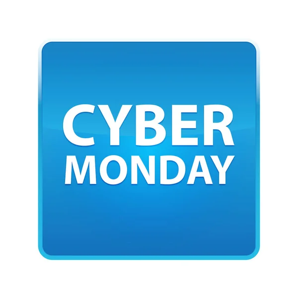 Cyber Monday brilhante botão quadrado azul — Fotografia de Stock