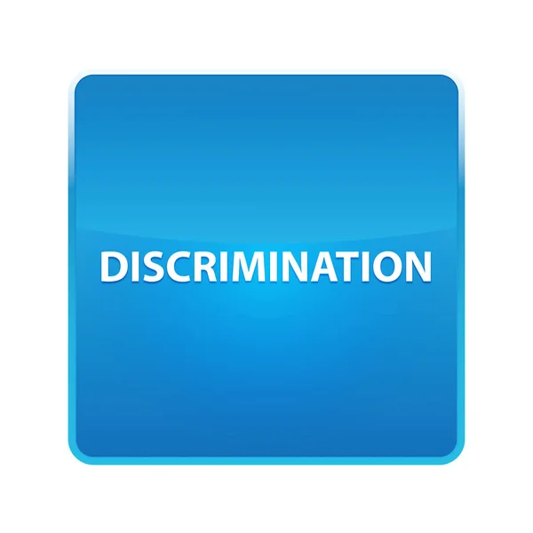 Discriminação brilhante botão quadrado azul — Fotografia de Stock
