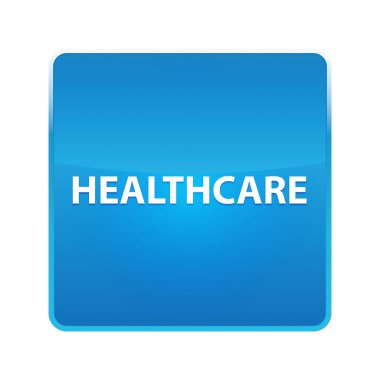 Sağlık parlak mavi kare düğmesi