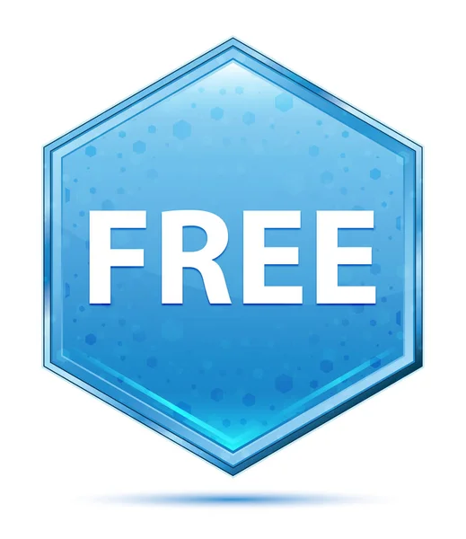 Free crystal blue hexagon button — Stock Photo, Image