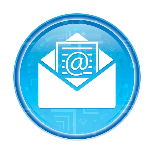 Newsletter email icon floral blue round button — Stock Photo, Image