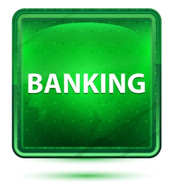 Bankacılık Neon Işık Yeşil Kare Düğme