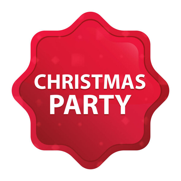 Рождественская вечеринка туманная розово-красная кнопка наклейки
