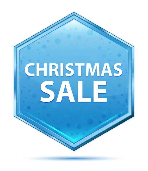 Χριστούγεννα πώληση κρυστάλλου-μπλε κουμπί εξάγωνο — Φωτογραφία Αρχείου