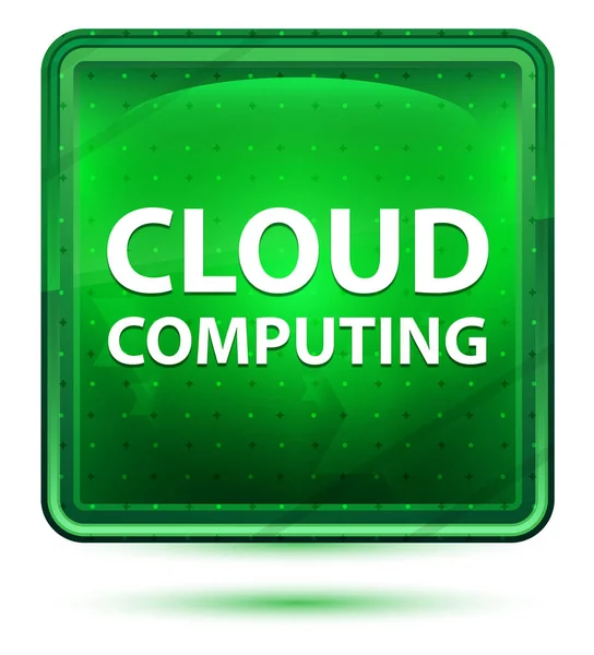 Cloud Computing Neon Light Green Square Button