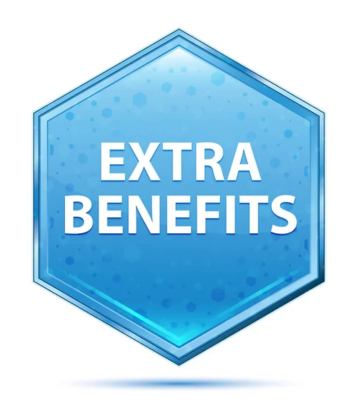 Extra voordelen kristal blauwe zeshoek-knop — Stockfoto