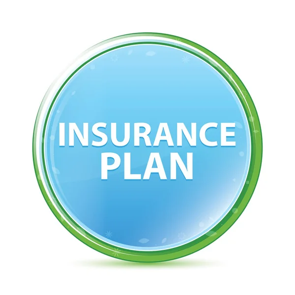 保険プランナチュラルアクアシアンブルーラウンドボタン — ストック写真