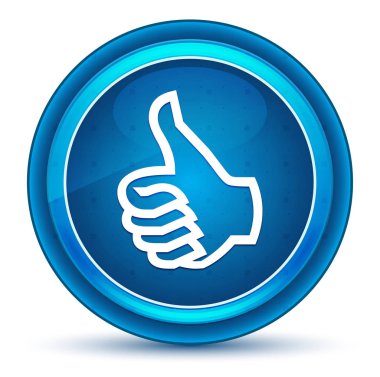 Thumbs up simgesi göz küresi mavi yuvarlak düğme