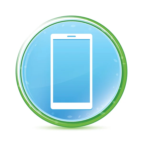 Smartphone Icon Natural Aqua Cyan blå rund knapp — Stockfoto