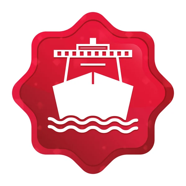 Ship icon misty rose red starburst sticker button — Stock Photo, Image