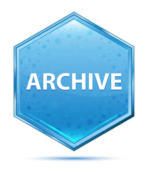 アーカイブクリスタルブルー六角形ボタン — ストック写真