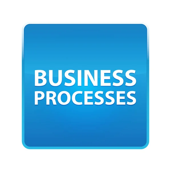 Bedrijfsprocessen glanzende blauwe vierkante knop — Stockfoto