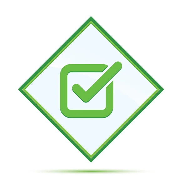 Check box icon modern abstract green diamond button — Stock Photo, Image