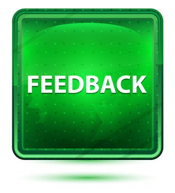 Geribildirim Neon Işık Yeşil Kare Düğmesi