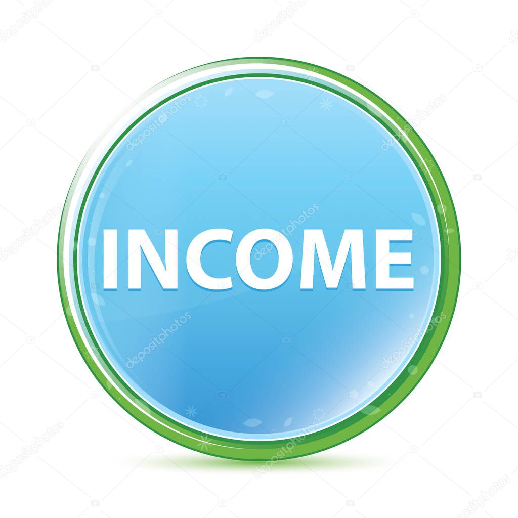 Income natural aqua cyan blue round button