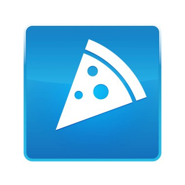 Pizza dilim simgesi parlak mavi kare düğmesi