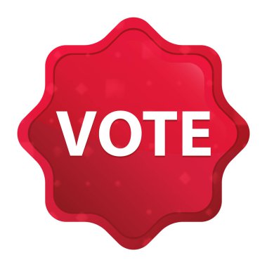 Oy sisli gül red starburst etiket düğmesi