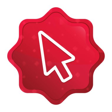 İmleç simgesi puslu gül kırmızı starburst etiket düğmesi
