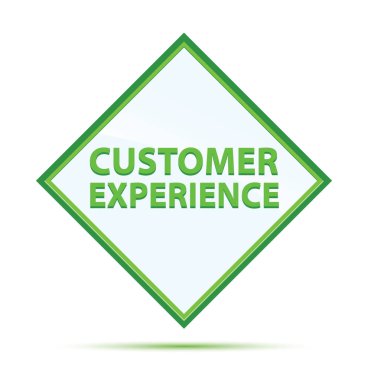 Müşteri Deneyimi modern soyut yeşil elmas düğmesi