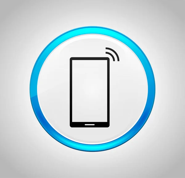 Smartphone señal de red icono ronda pulsador azul —  Fotos de Stock