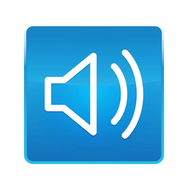 Lautsprechersymbol glänzend blauer quadratischer Knopf — Stockfoto