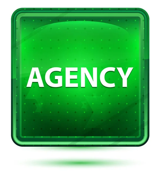 Agentschap neon licht groene vierkante knop — Stockfoto