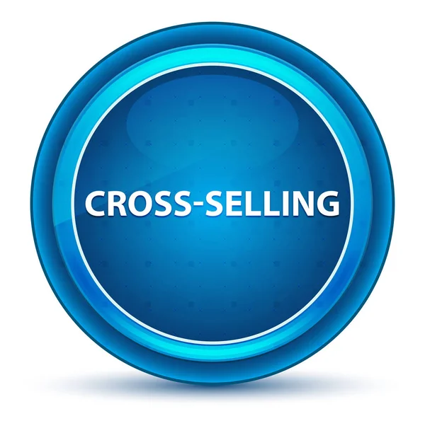 Cross-Selling Eyeball blå runda knappen — Stockfoto