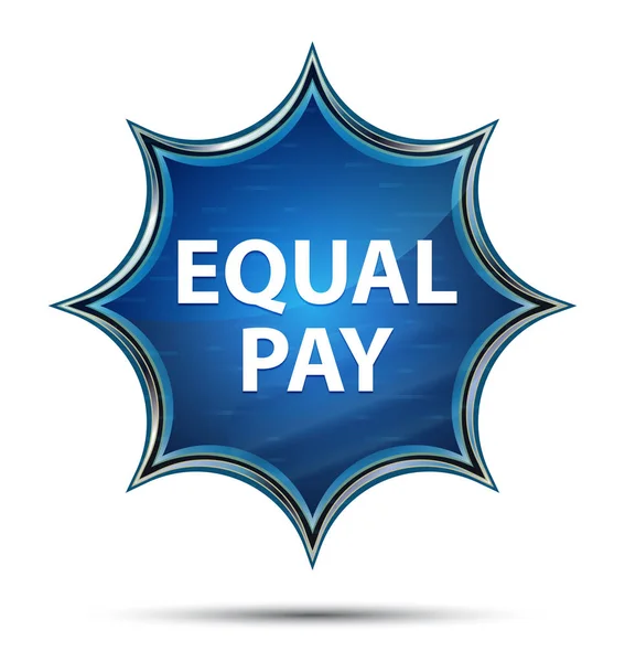 Equal Pay magical glassy sunburst blue button — Stock Photo, Image