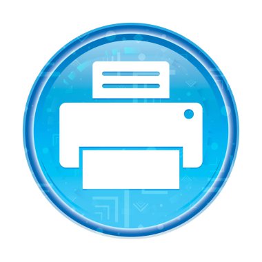 Yazıcı simgesi çiçek mavi yuvarlak düğme