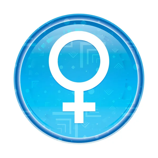 Female symbol icon floral blue round button — Stock Photo, Image