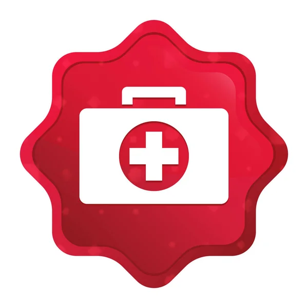 First aid kit icon misty rose red starburst sticker button — Stock Photo, Image