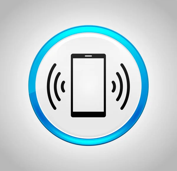 Smartphone network signal icon round blue push button
