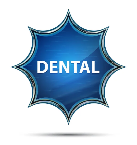 Dental magical glassy sunburst blue button — Stock Photo, Image