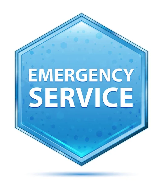 Botón hexágono azul cristal del servicio de emergencia —  Fotos de Stock