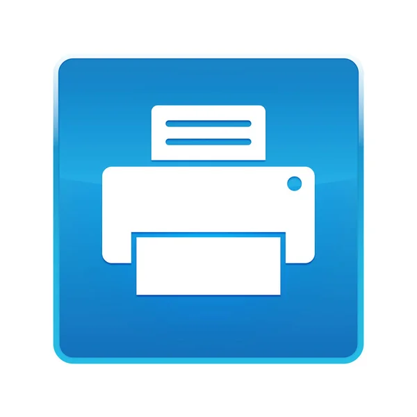 Printer pictogram glanzende blauwe vierkante knop — Stockfoto