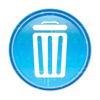 Bin simgesi çiçek mavi yuvarlak düğme