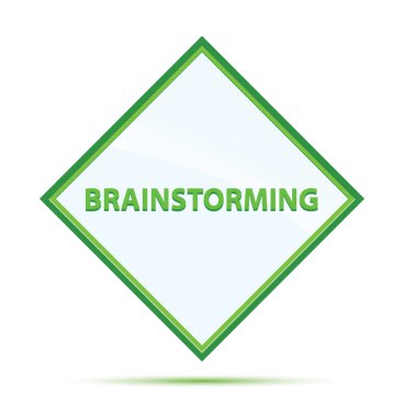 Beyin fırtınası modern soyut yeşil elmas düğmesi