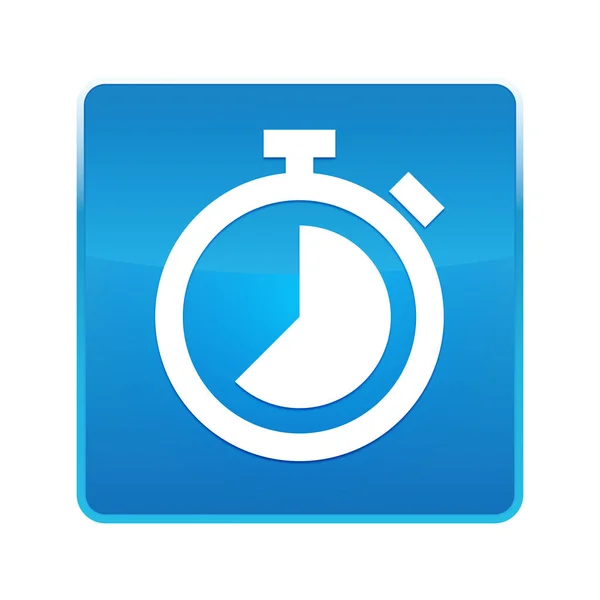 Cronómetro icono brillante azul botón cuadrado — Foto de Stock