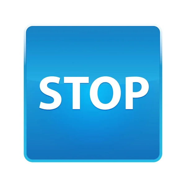 Stop shiny blue square button — Stock Photo, Image